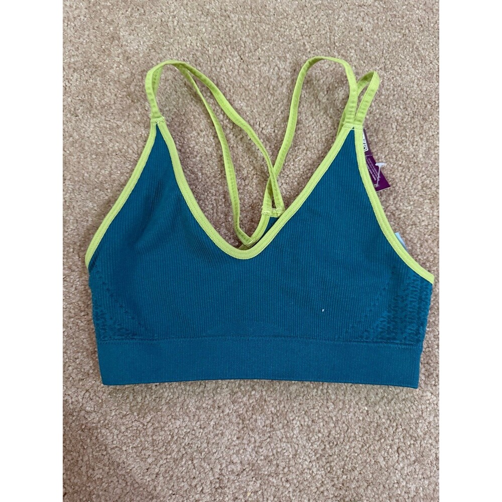 Adore Me Sports Bra Blue W/ Green Straps Size XS/S NWT